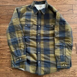 Green and Blue Fleece Lined Shacket